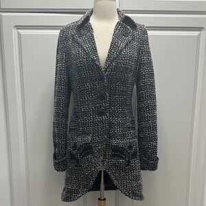 Elegant Black and White Tweed Blazer